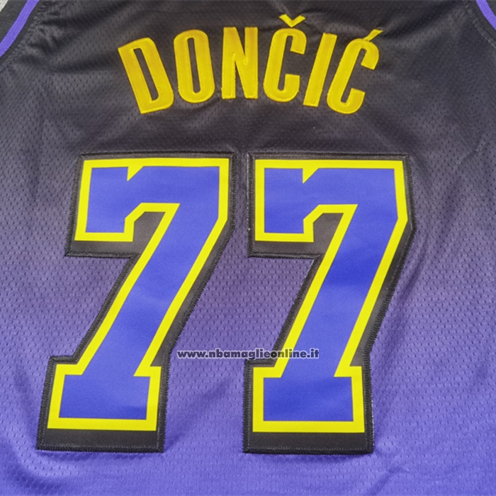 Maglia Los Angeles Lakers Luka Doncic No 77 Citta 2024 Viola